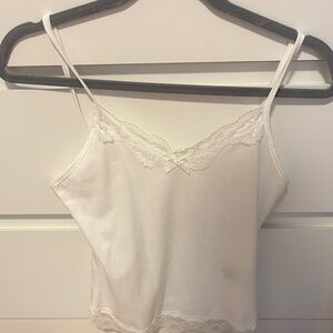 White Lace Trim Cami Tank Top